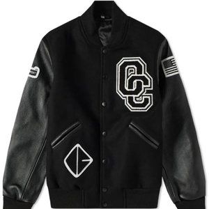Opening Ceremony Black Leather Varsity Jacket